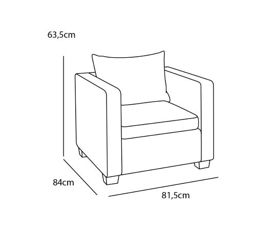 Allibert Salta Sessel, Gartenmöbel, Gartensessel - Dimension, Abmessungen: H 63,5 cm x L 81,5 cm x B 84 cm